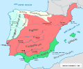 Kingdom of the Suebi (409-585 AD), Visigothic Kingdom (418-721 AD) and Byzantine Empire (286/395–1453 AD) in 560 AD.