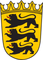 Lesser coat of arms of Baden-Württemberg with a local form of Laubkrone.