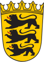 Coat of arms of Baden-Württemberg (1954, derived from the 13th-century Hohenstaufen coat of arms)