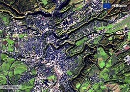 Luxembourg City as seen from a Sentinel-2 satellite