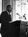 Martin Luther King Jr. delivering a speech to Pitt students and faculty in the William Pitt Union ballroom on November 2, 1966[33][34]