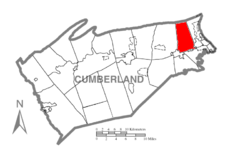 Map of Cumberland County, Pennsylvania highlighting Hampden Township