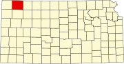 Map of Kansas highlighting Rawlins County