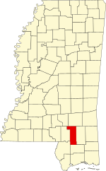 Map of Mississippi highlighting Forrest County