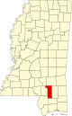 State map highlighting Forrest County