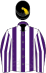 Purple and White stripes, Black velvet cap, Gold tassel