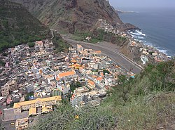 View of Ribeira Grande town and stream