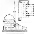 Floor plan and elevation of the Rüstem Pasha Mosque