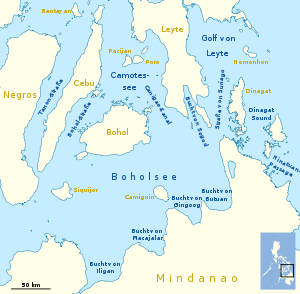 Karte mit der Camotes-See im Norden der Boholsee
