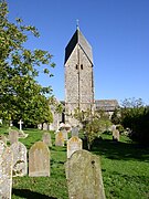 Sompting Church, Sussex, with the only Anglo-Saxon Rhenish helm tower to survive, c. 1050