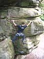 Image 1Climber enjoying the Lower Cretaceous Ashdown Bed Sandstones of High Rocks (from Geology of East Sussex)