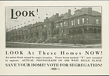 United Welfare Association postcard stating, "Look at These Homes Now! Save Your Home! Vote for Segregation!" from 1916; the same 4300 West Belle Place, St. Louis address was also one of the many locations of the Douglass University campus