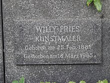 Willy Fries (1881–1965) Maler, Familiengrab. Righini-Steinbrecher, Righini-Macpherson, Fries-Righini, Fries-Blumenstein. Friedhof Enzenbühl, Zürich
