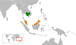 Map indicating locations of Cambodia and Malaysia