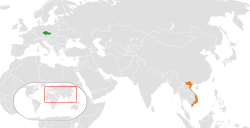 Map indicating locations of Czech Republic and Vietnam