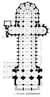 Noyon Cathedral, 1130–1150, plan without later additions