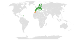 Map indicating locations of European Union and Morocco