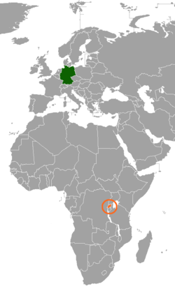 Map indicating locations of Germany and Rwanda