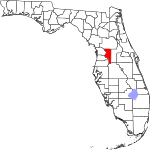 A state map highlighting Sumter County in the middle part of the state. It is medium in size and narrow in shape.