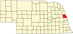 Map of Nebraska highlighting Washington County