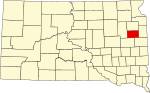State map highlighting Hamlin County