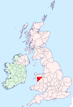 Merionethshire shown within the United Kingdom