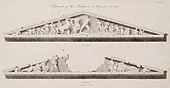 Illustrations with the sculptures of the two pediments of the Parthenon, by James Stuart & Nicholas Revett in 1794