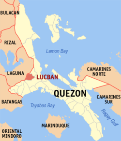 Map of Quezon with Lucban highlighted