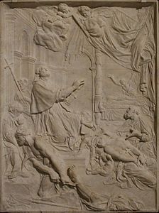 The plague of Milan, (bas-relief) his last and uncompleted work