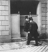 Edgar Degas emerging from a Parisian public toilet, 1889.[4]