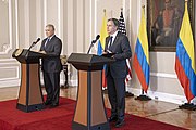 Secretary Blinken with Colombian President Iván Duque in Bogota, Colombia, October 2021