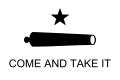 The Come and Take It Flag – 1835 – This flag was used by Texas settlers fighting under John Henry Moore at the Battle of Gonzales in October 1835