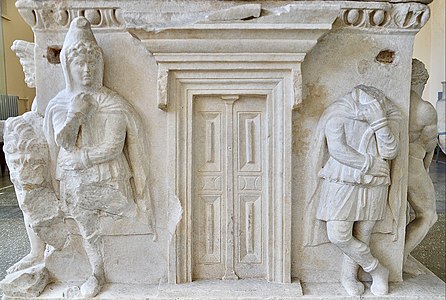 Ancient Greek door carved on the Hercules sarcophagus from the Kayseri Archaeology Museum (Kayseri, Turkey)
