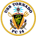 Arms of USS Tornado, with a dragon urinant