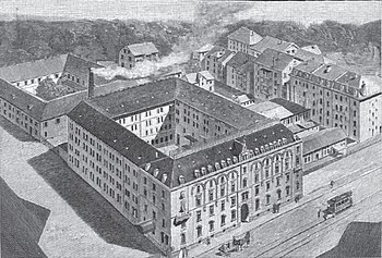 Deutsche Verlags-Anstalt in der Neckarstraße 121–123, 1898, hinten links: Königsbad