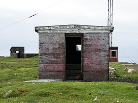 British pillboxes or bunkers in Akraberg, the southernmost place in Suðuroy and the Faroe Islands