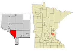 Location of the city of Coon Rapids within Anoka County, Minnesota
