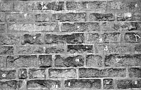 Mason's marks on the Canton Viaduct, Massachusetts, USA, 1834–1835