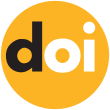 Der Schriftzug „doi“ in Kleinbuchstaben vor einem tiefgelben Kreis. Das „d“ ist schwarzgefärbt, das „o“ und „i“ jeweils weiß.