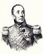 Sepia print shows a balding man with an aristocratic look wearing an elaborate military uniform.