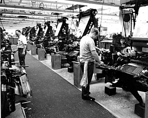 The Florida Times Union employees using linotype machines in 1972.