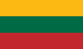 The flag of Lithuania, a simple horizontal triband.