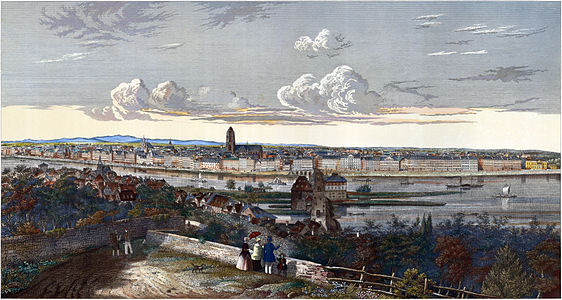 View from Sachsenhaeuser Berg (Mountain of Sachsenhausen) to the north, 1845