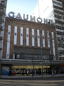 Gaumont Cinema with a "Gaumont" sign on top of it.