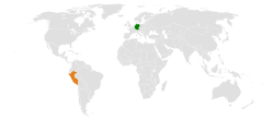 Map indicating locations of Germany and Peru