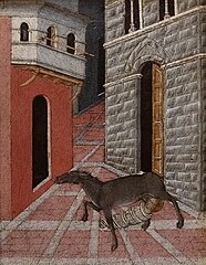 St Stephen Suckled by a Doe (1450) tempera on wood, Santo Stefano alla Lizza
