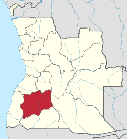 Map of Huíla Province in Angola