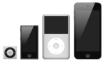 Die iPod-Produktlinie (von links): iPod shuffle 4G, iPod nano 7G, iPod classic 6G und iPod touch 5G