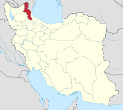 Location of Gilan province in Iran