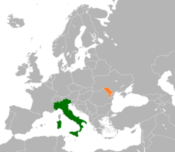 Map indicating locations of Italy and Moldova